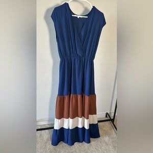 Womens tiered color block Maxi dress